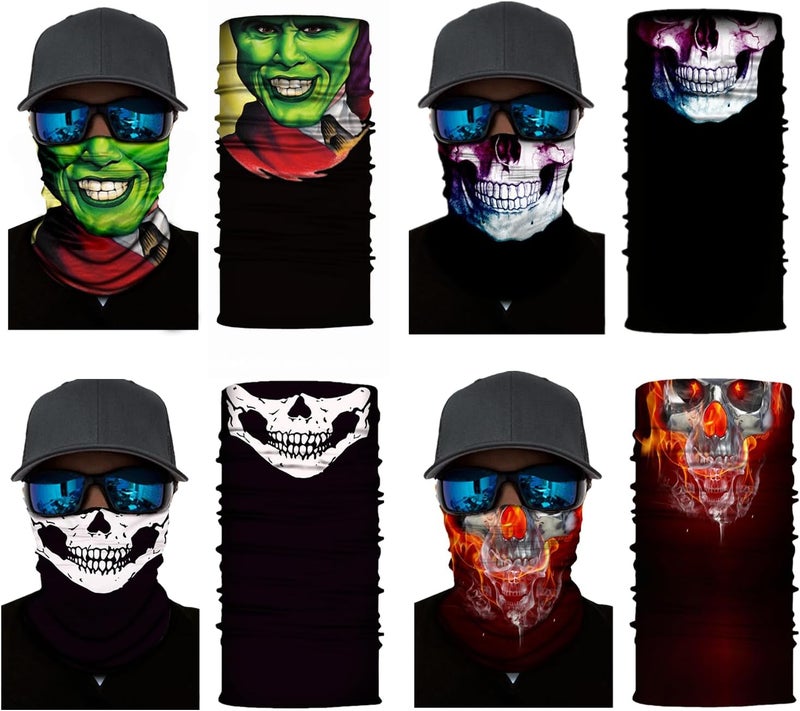 WYSUMMER 8PCS Scarves Bandanas Face Tube Black Headband, Motorcycle Multi Function Headwear Hat Scarf Neck Warmer Balaclava - Image 4